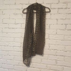 Sheer leopard print long scarf